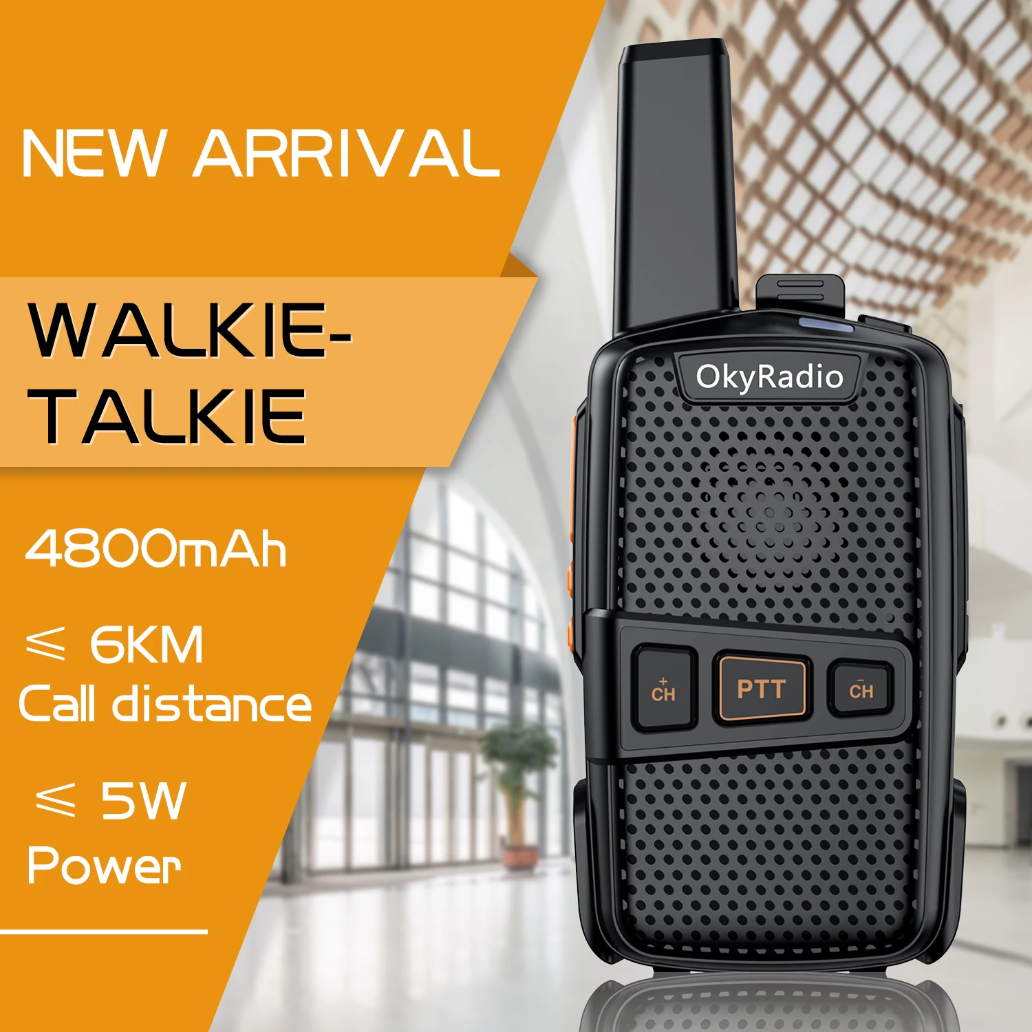 

4800mah okyRadio 5w portable waterproof walkie-talkie with 6km call distance for outdoor construction site traffic management
