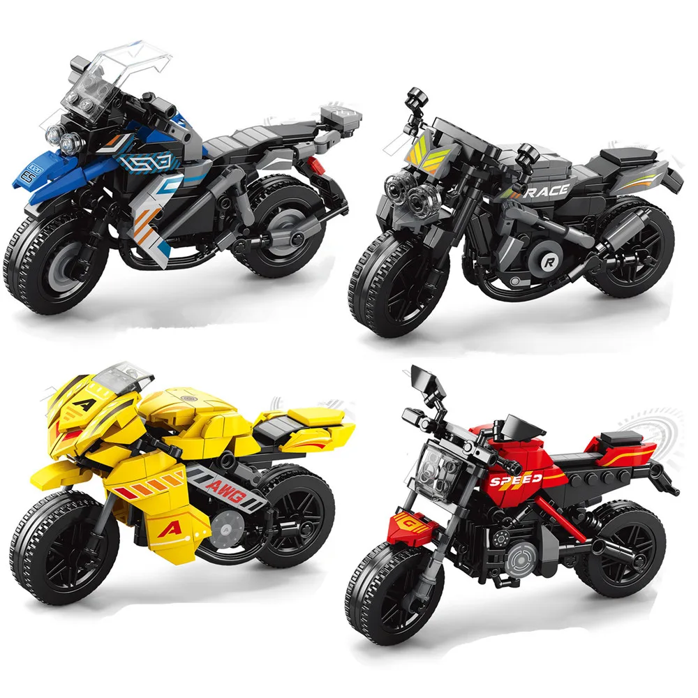 

Гоночные комплекты MOC для мотоцикла, детские игрушки, экшн-фигурки, автомобиль, мотоцикл, городской автомобиль, наборы, внедорожная модель, строительные блоки, подарок