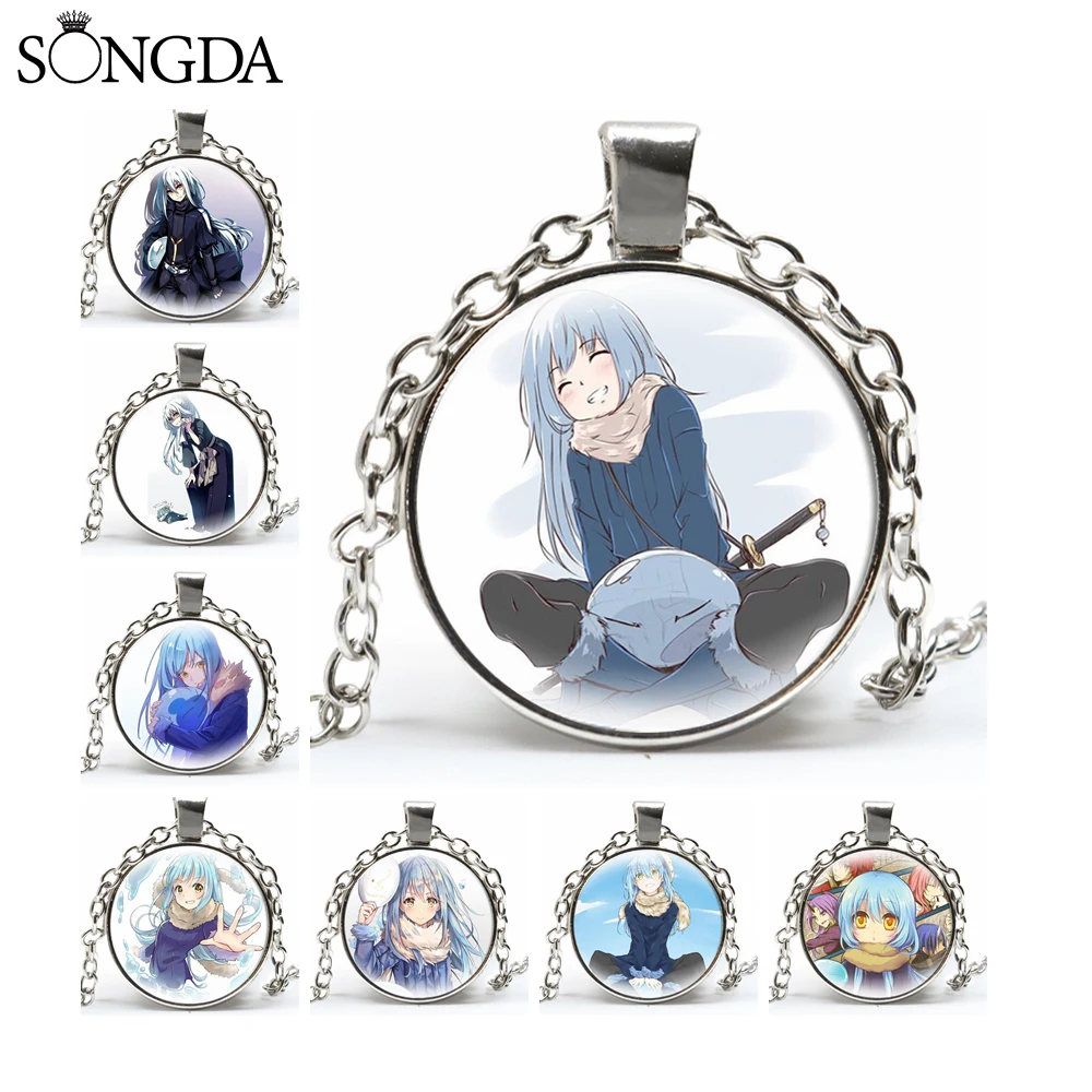 

That Time I Got Reincarnated as A Slime Rimuru Tempest Cosplay Necklace Anime Figures Glass Cabochon Base Pendant Jewelry Gifts