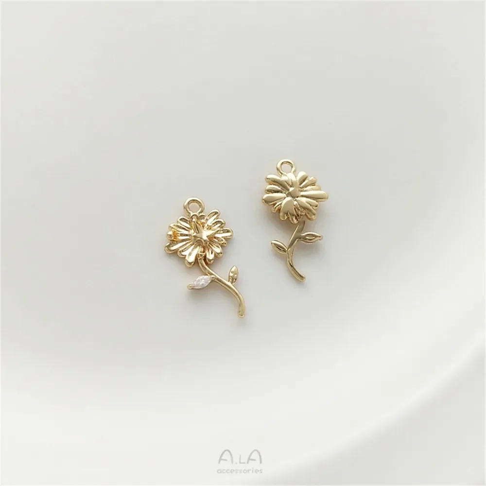 14K упаковка золотого цвета сохраняющий циркон маленькая ромашка тюльпан роза