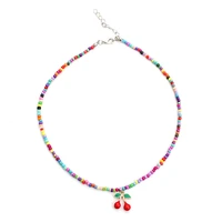 fruit cherry choker fashion boho beads womens neck chain short chain female handmade necklace jewelry gift party 2022