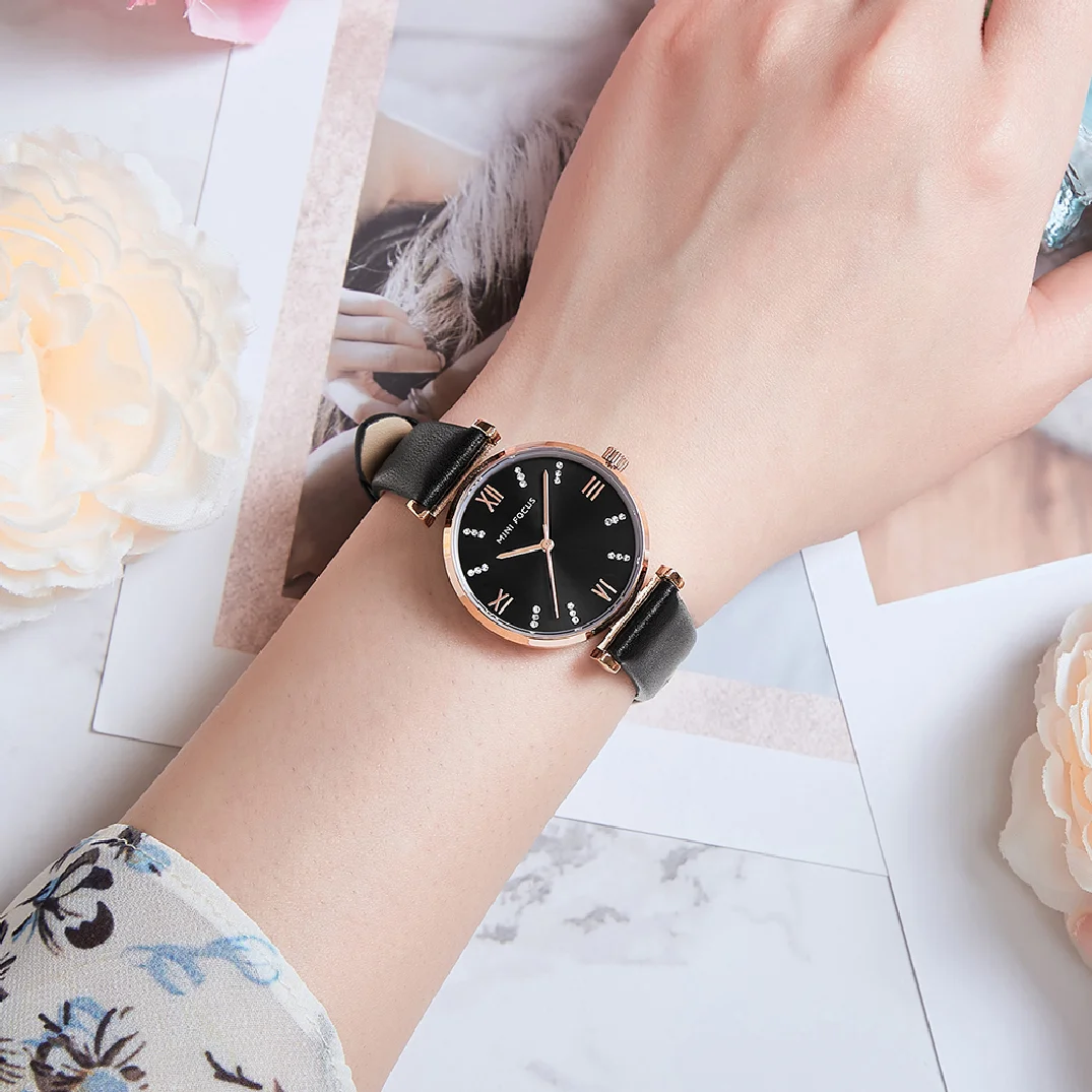 MINI FOCUS New Watches Women Luxury Fashion Ladies Waterproof Watch Black Leather Casual Female Clock Women's Gift Montre Femme enlarge
