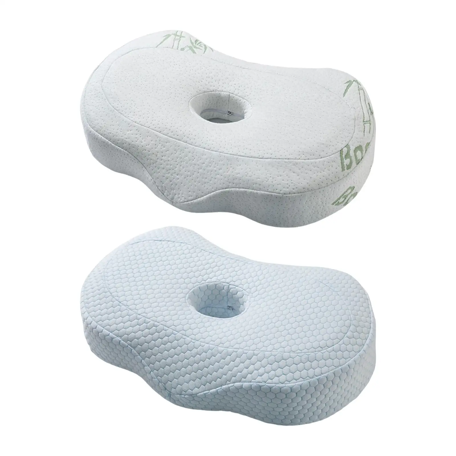 

side Sleeping Pillow with Ear Hole Breathable Zipper ear Piercing Pillow Memory Foam Pillow ear cusion for Camping