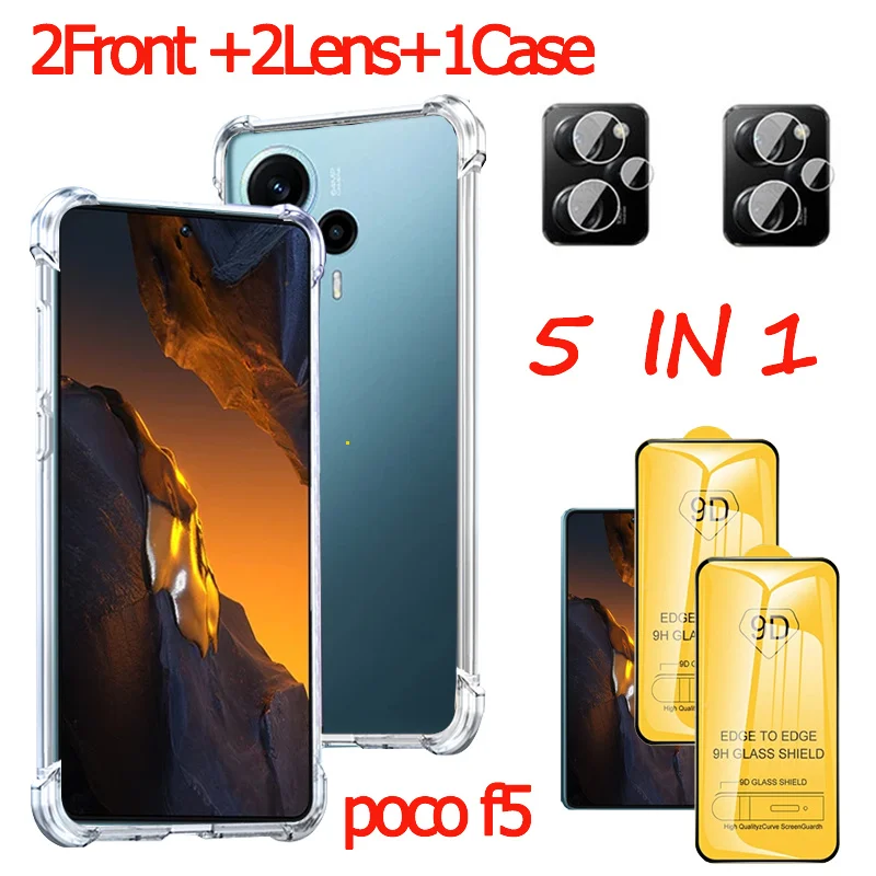 

Glass For Xiaomi Poco-f5 capa Poco-f5 Silicone Case poco-f5-pro Case Screen Protector poco-f5-5G Shockproof Bumper Cover pocof5 carcasa pocco-f5 Protective Film pocof5 pro anti-shock f5-poco back Cover