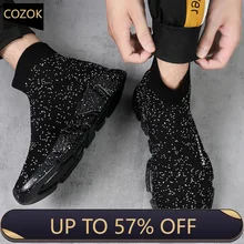 2023 Black Socks Sneakers Men Slip on High Sports Shoes Women Large Size 45 Fashion Unisex Breathable Brand Casual Sneakers Men 