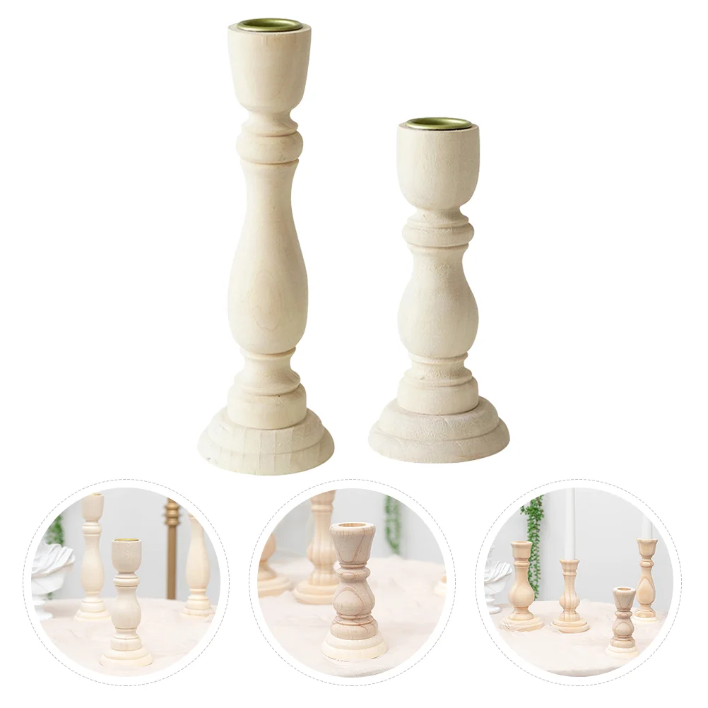 

2pcs Modern Pretty Nordic Style Candlestick Decor Candle Holder Wooden Candlestick