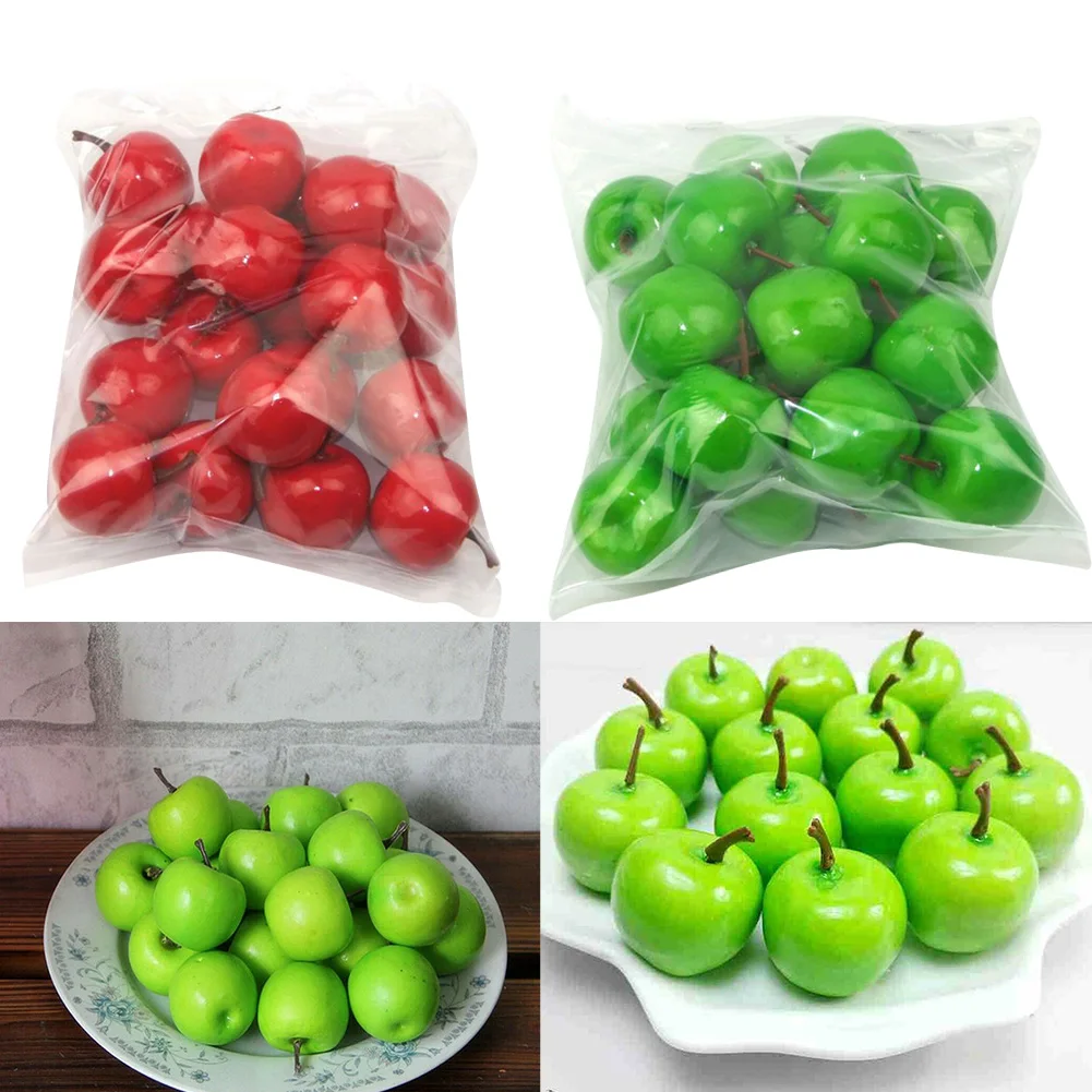 

20 Pcs Plastic Artificial Apples Fruits Simulated Apples Lifelike Kitchen Fake Fruit Home Decoration Toy For Children 3.5x3cm