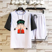 suit mens fake two piece top youth student ball uniform2022summer new basketball wear short sleeve shorts business attire
