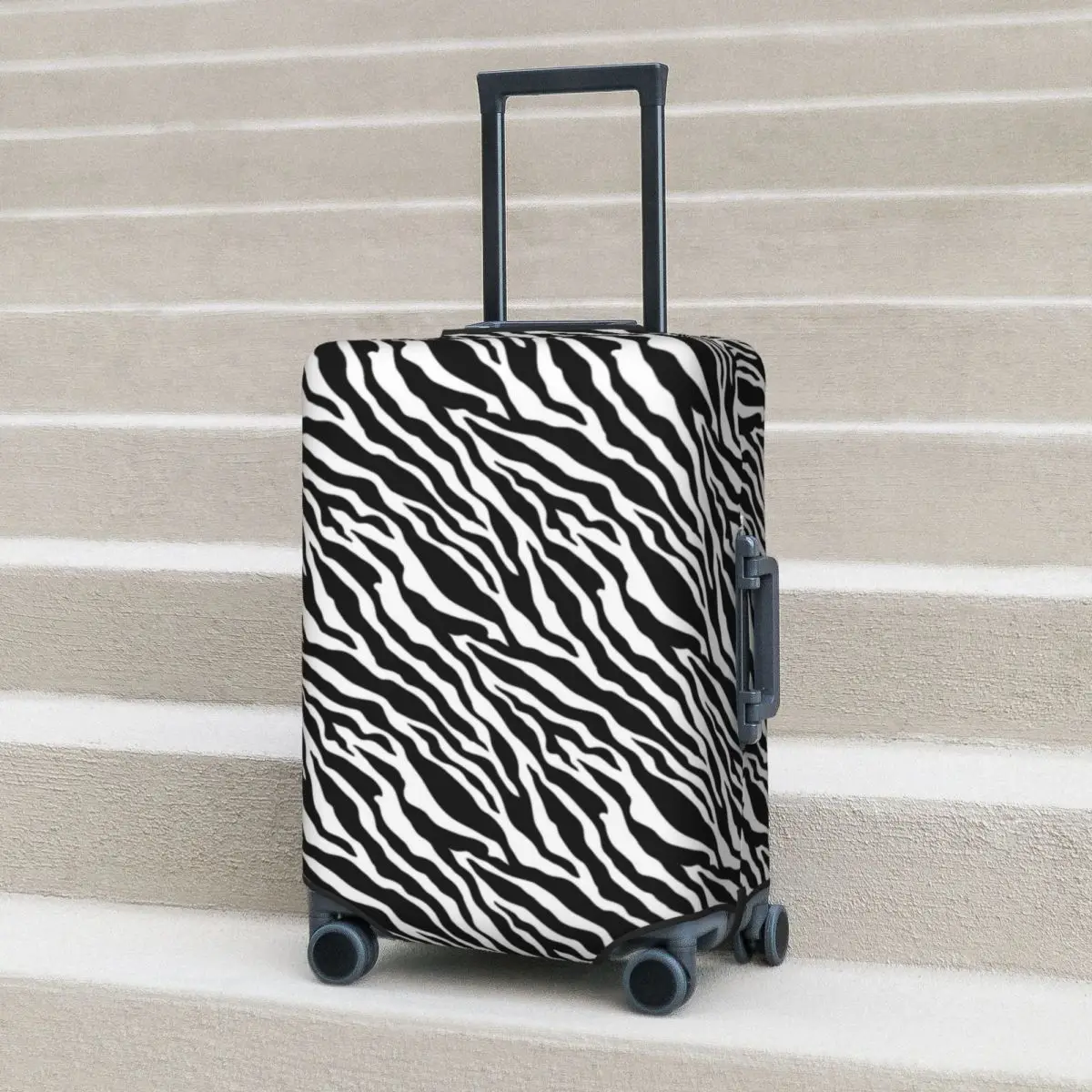 

Zebra Print Suitcase Cover White And Black Stripes Travel Flight Fun Luggage Accesories Protection