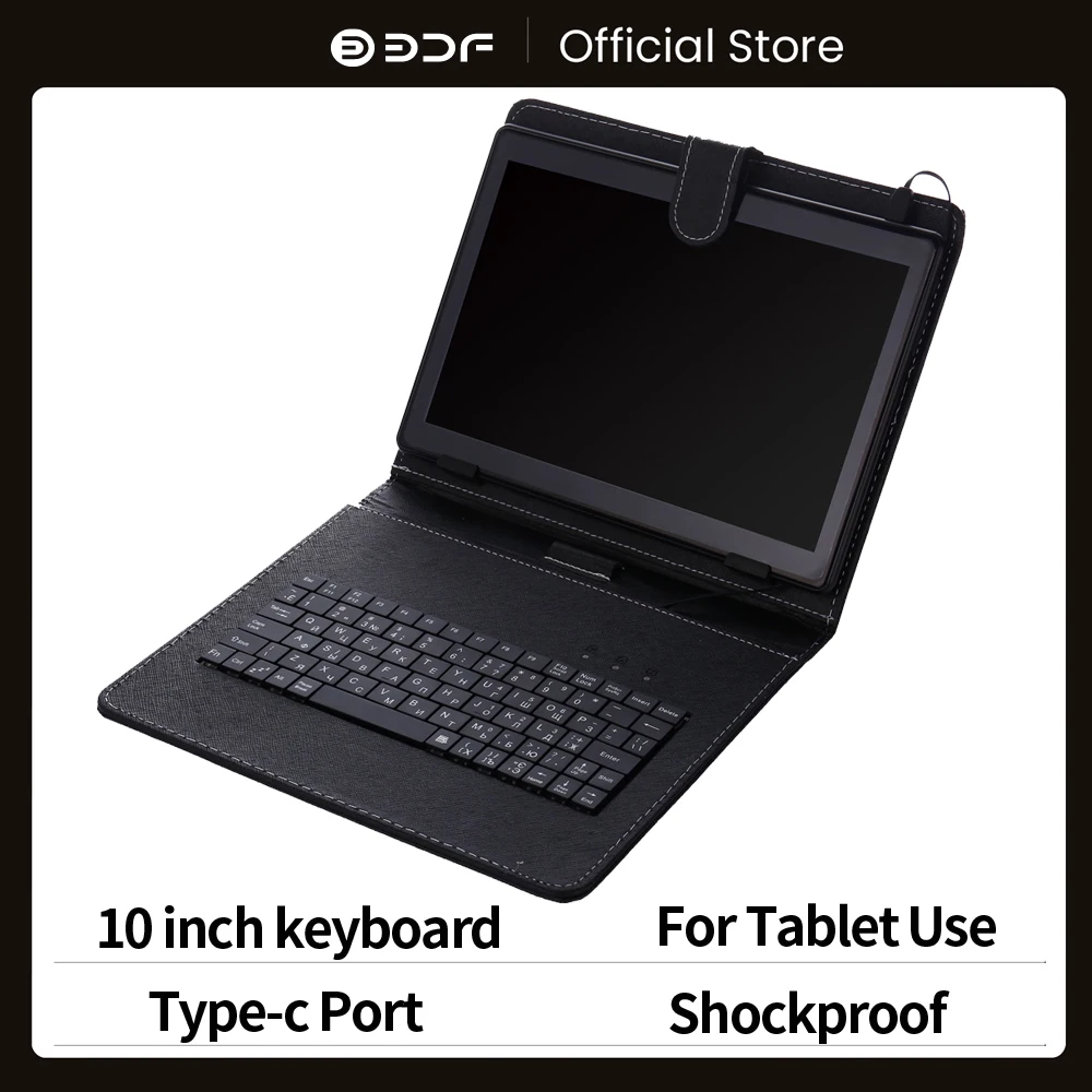 

10 Inch and 10.1 Inch Type-c Slot keyboard leather cover case fit Tablet Ebook casual solid resistance Russian keyboard