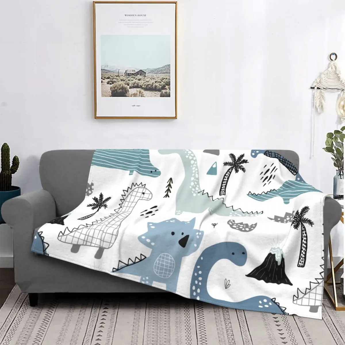 

Cartoon Funny Dinosaur Blanket Coral Fleece Plush Print Ancient Animal Breathable Warm Throw Blankets for Bedding Couch Quilt