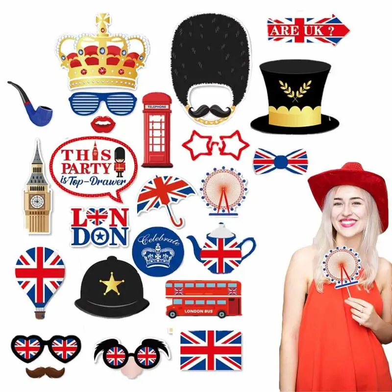 

England Photo Booth Props UK Photo Booth Props 25 Pcs British Decorations King Charles III Coronation Theme London England