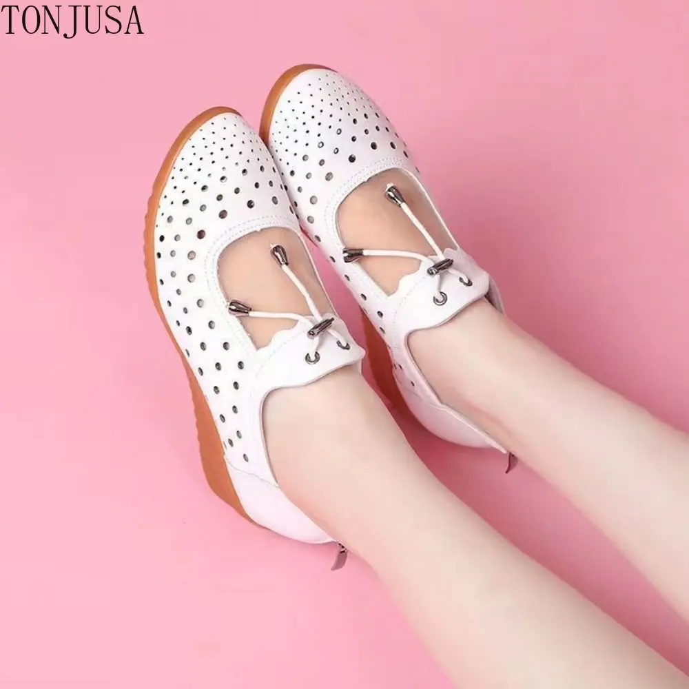 New Ladies Sandals Mesh Hollow Wedge Mother Shoes Comfortable Soft Bottom Breathable Women's Shoes