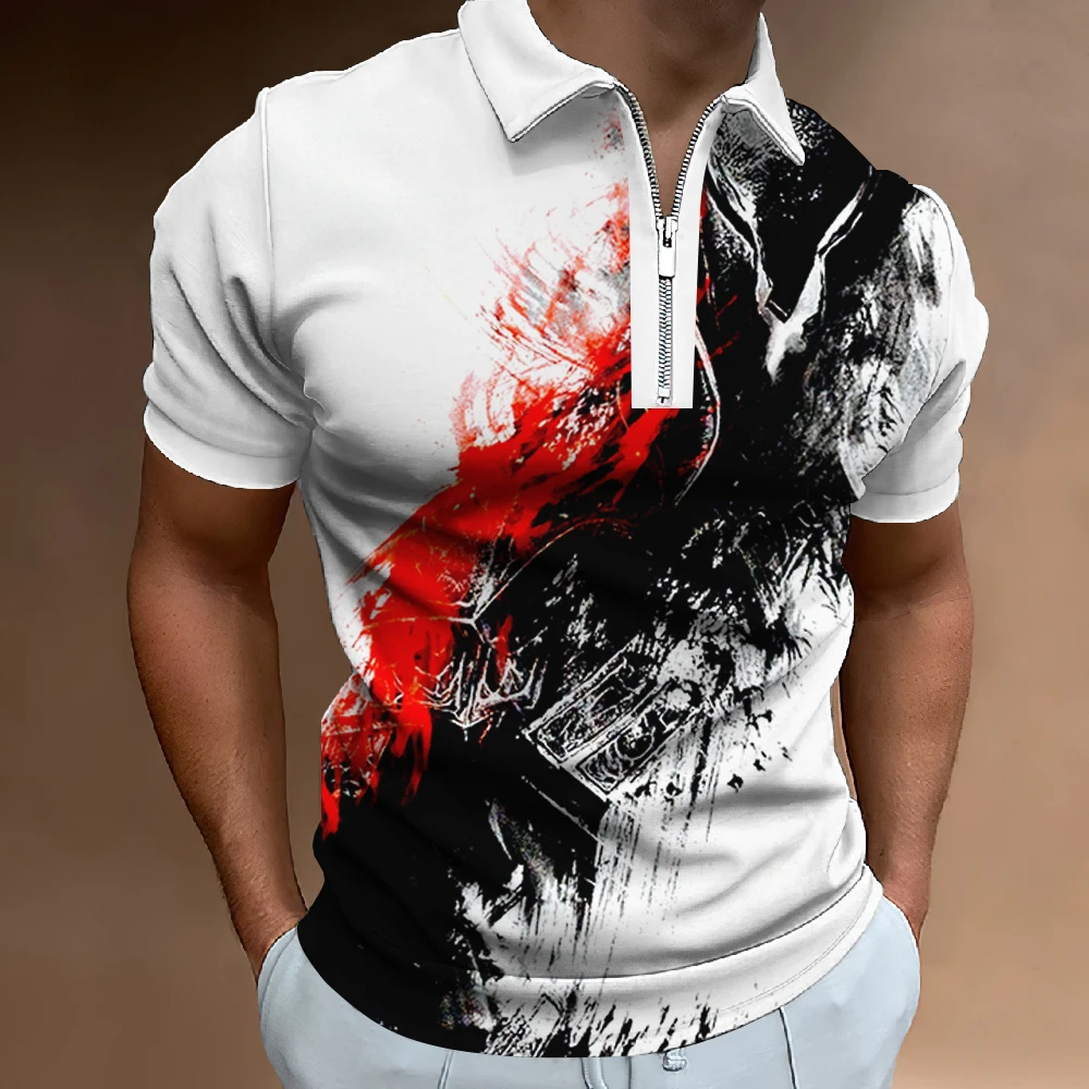 Mens Polo Shirt Graffiti Prints Mesh Tops Clothing Summer Stripes Blouse Fashion Casual Short Sleeve Quick Dry Oversized 5xl Tee