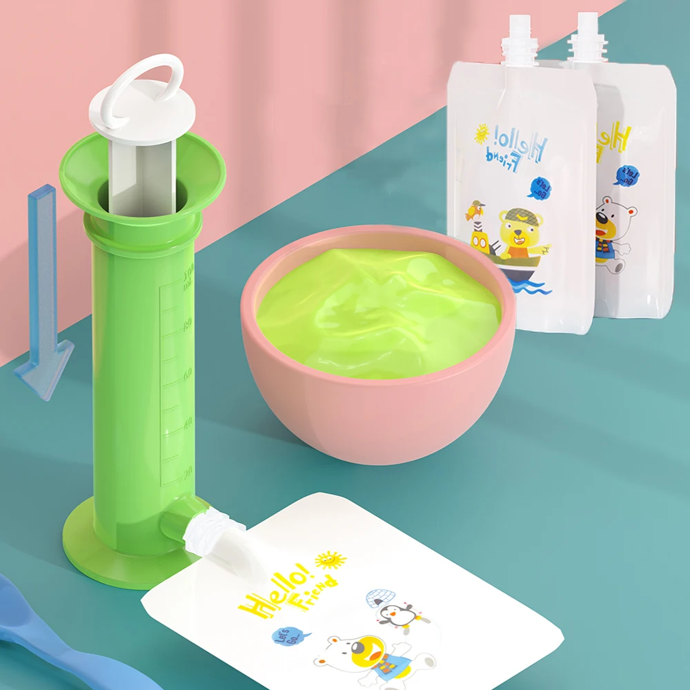Baby Reusable Food Storage Squeeze Food Bag Storage Fruit Puree Filling Dispenser Newborn Fresh Fruit Filling Device Container