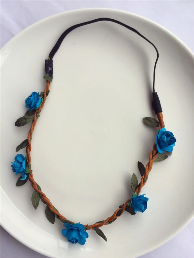 Women's Seaside Holiday Plum Blossom Flower Elastic Hair Rope Headdress Bridal Hair Band Wreath Hair Accessories for Women