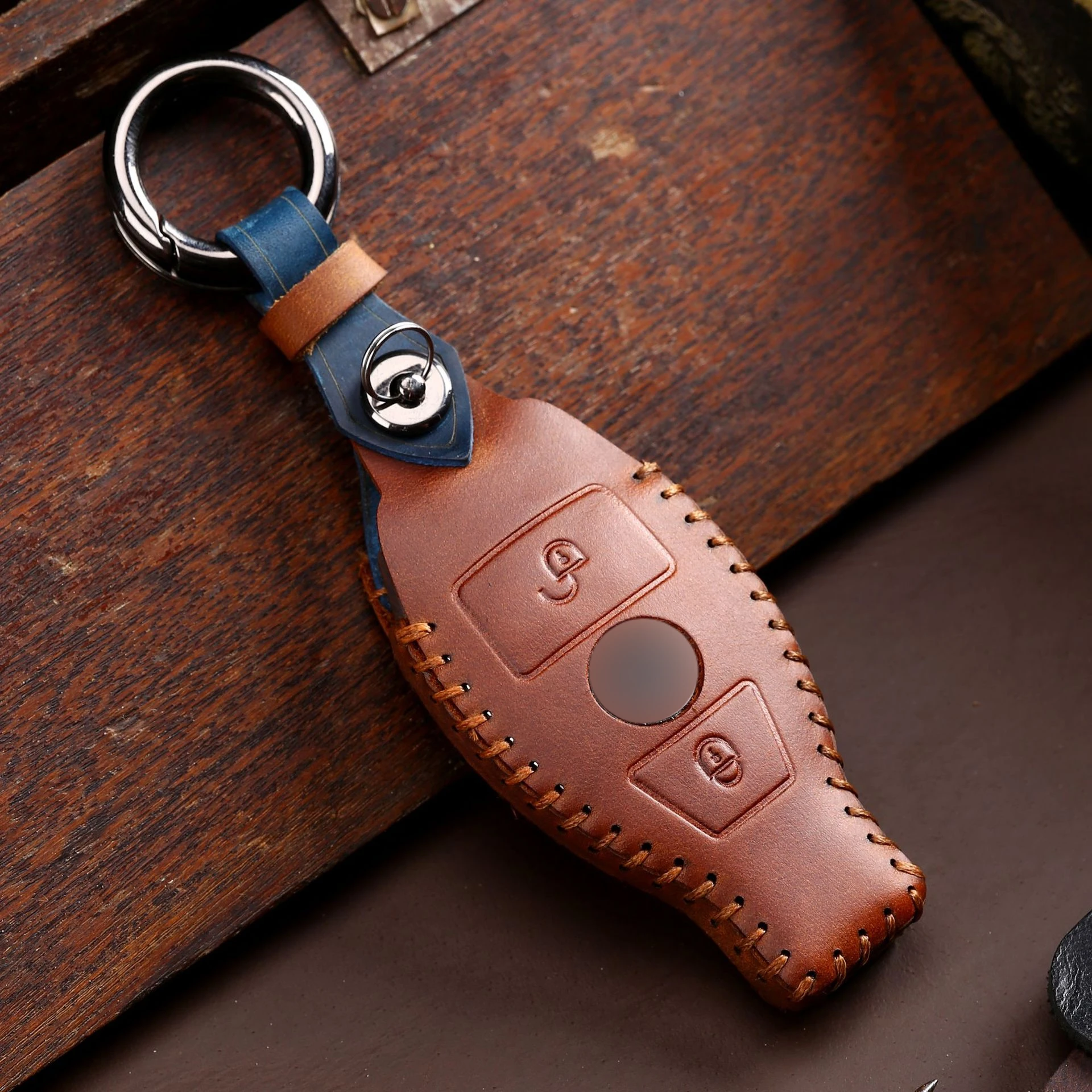 

1 Pcs Genuine Leather Key Case Key Cover For Mercedes Benz Accessories W124 W212 W210 W176 Gla Amg Cla Amg W203 W204 W211