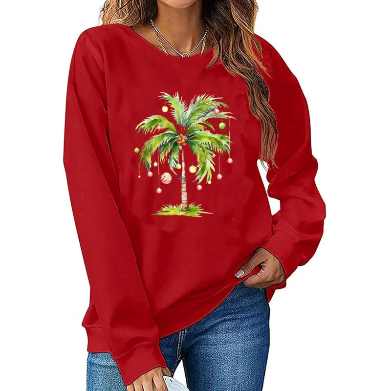 BOMYTAO Рождественские толстовки для женщин Рождественская Пальма рубашки с