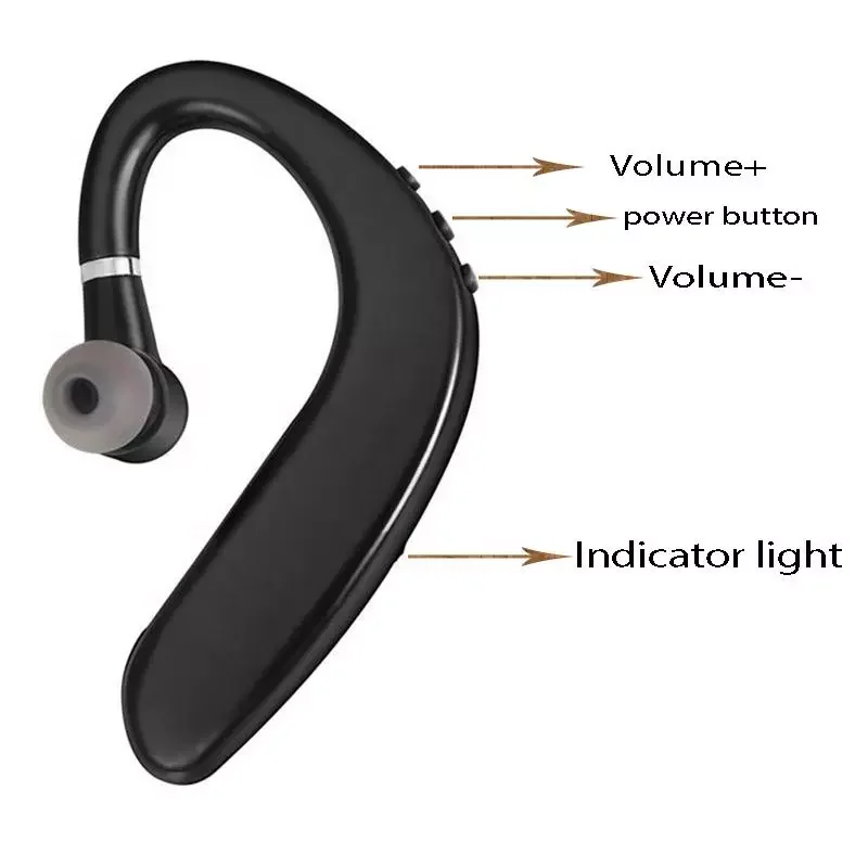 

S109 Wireless Bluetooth-compatible Earphone Single Ear Hook Business Stereo Headset Waterproof Sports Earbud With Microphone