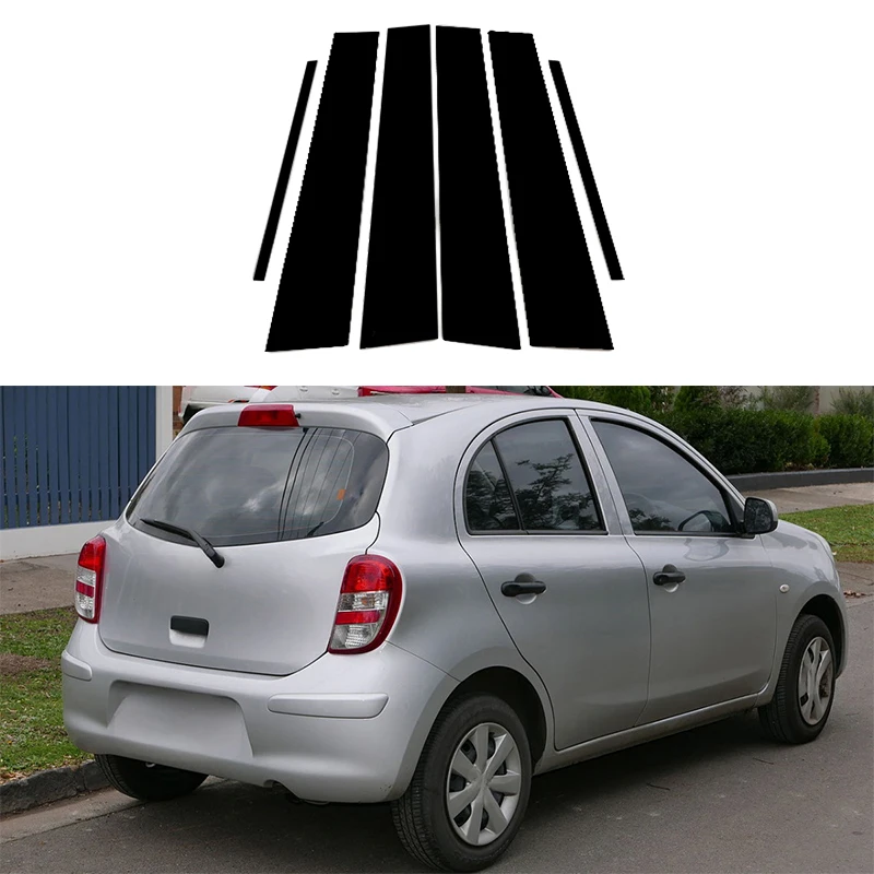 

Подходит для Nissan Micra K13 2011 2012 2013 2014 2015 глянцевая черная дверь окно стойка отделка крышка стикер