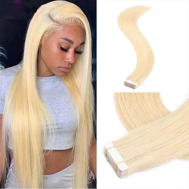 26 inch Honey Blonde Tape In Human Hair Extensions Skin Weft Hair Extensions Adhesive Invisible Silky Straight For Women