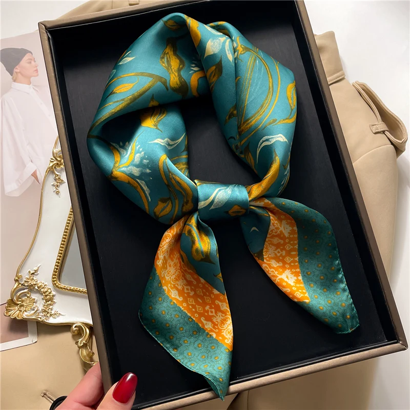 

2022 Шелковый Атласный квадратный шарф для женщин роскошный летний брендовый шейный платок хиджаб женские мягкие шарфы для волос шали и палантины с принтом