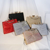 european and american retro new womens dinner bag handmade woven banquet metal handbag small square bag
