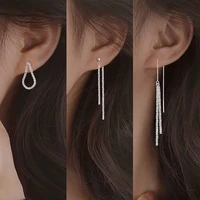 sparkling chain long earrings for women tassel dangle earring silver color ear line 2022 fashion jewelry temperament aesthetic