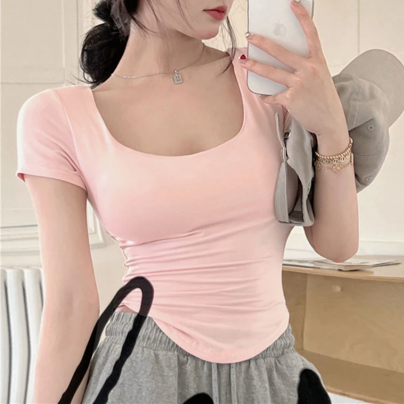 

Футболка с коротким рукавом и квадратным вырезом, из чистого хлопка