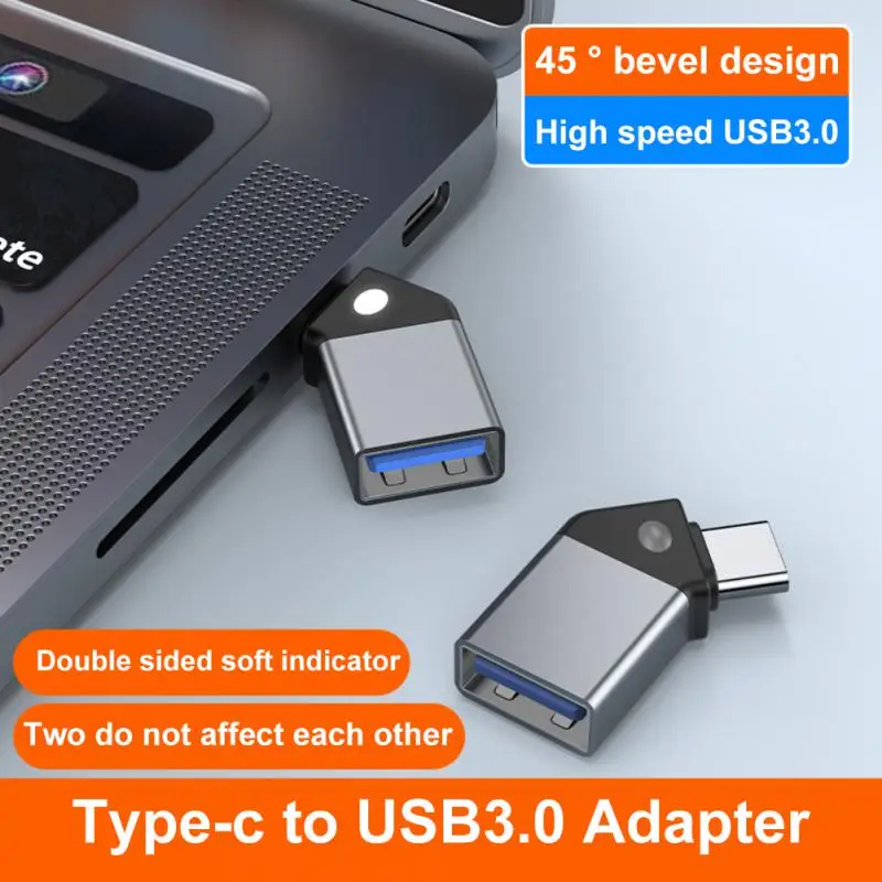 

45 Degrees Angled Type C To Usb 3.0 Type C To Usb 3.0 Adapter Usb Interface Type-c Adapter Converter Tpe Plastic Mini High Speed