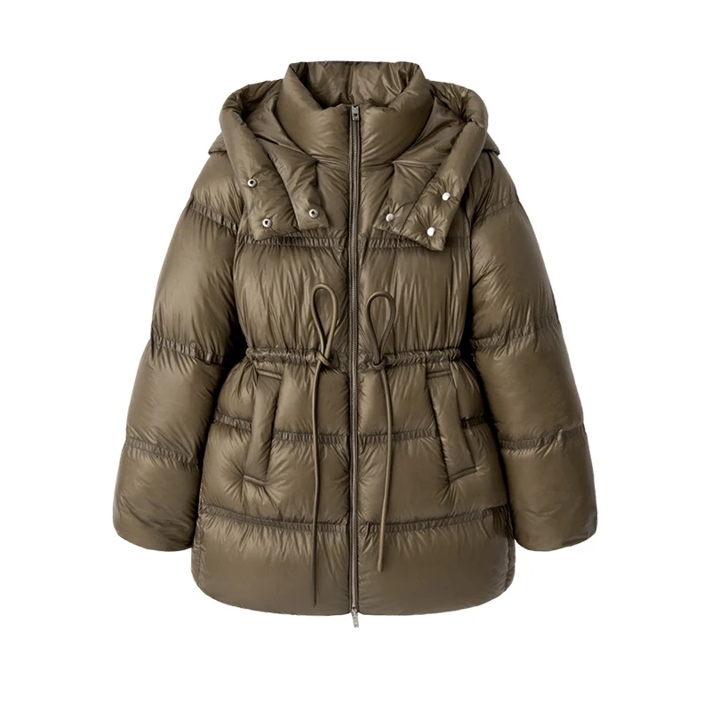 90% White Duck Down  Puffer Jacket Women  Coats  High Street  Winter  Zipper  Slim  Pockets Hooded Casaco Feminino