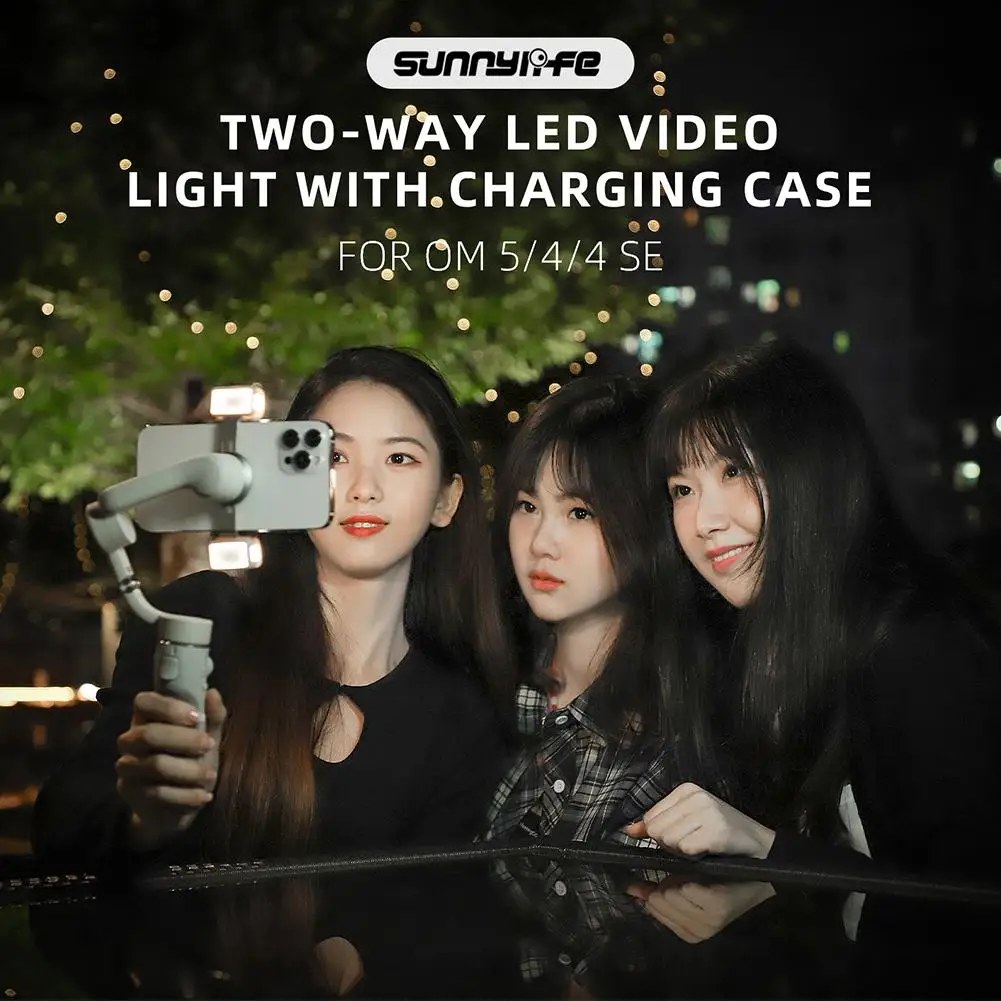 

Mini Phone Clamp Fill Light with Charging Box 2-way Soft Light Adjustable Brightness 3-color Photography Lamp for Dji Om5/4/4 Se