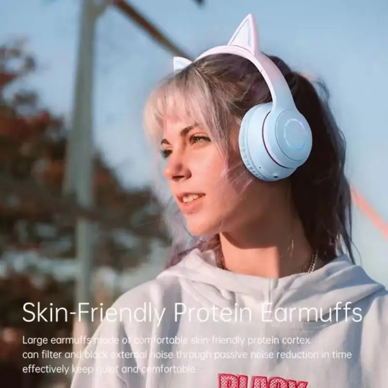 

Luminous Cat Ear Earphones Detachable Microphone Computer Headset Stereo With Microphone Music Bluetooth Headset Gamer Gift Rgb
