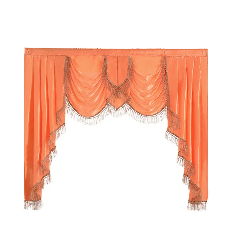 

Luxury Solid Orange/Coffee/Blue Tassel Wave Shape Valance Fabric for Curtains Roman Valance Curtain Accessories *NT