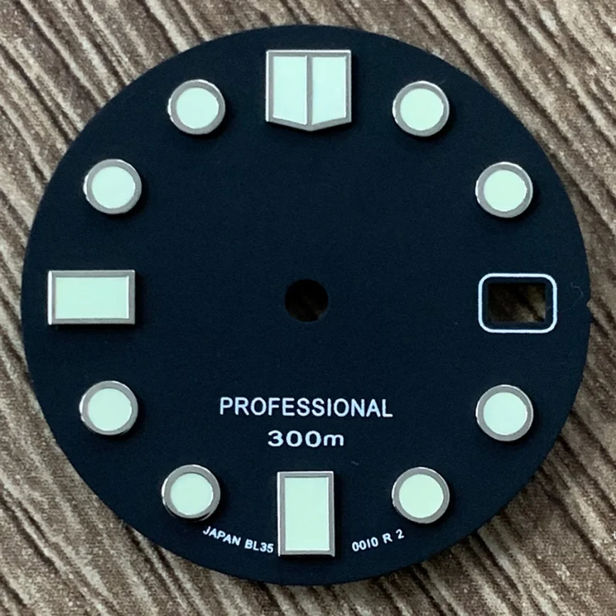 28.5MM  Vintage Black Gold Silver Nail Watch Dial Parts C3 Strong Luminous Suitable for NH35/36/4R/7S Movements