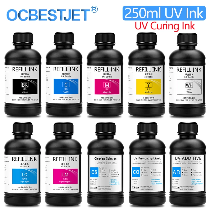 Чернила для УФ-отверждения Epson XP600 TX800 XP-600 L800 L805 L1800 R290 R300 250 1390 1400 1410 DX5 DX7 DX10
