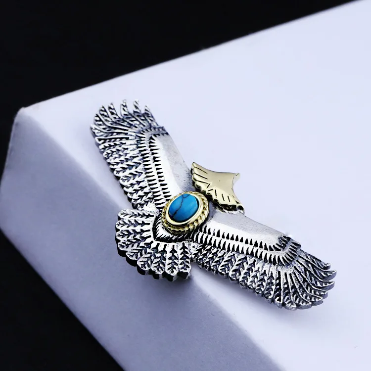 

S925 pure silver celebrity takahashi eagle locket mini personality men women fashion pendant eagle feathers