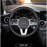 customized all series hand stitched leather suede car steering wheel cover for mercedes benz c260 c300 e200 e320 glk300