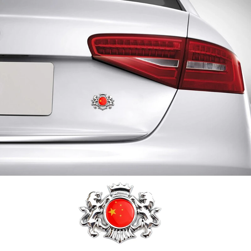 

3D металлический кузов автомобиля Серебряная Фотография для Китайского Государственного флага задний багажник эмблема значок наклейка укр...