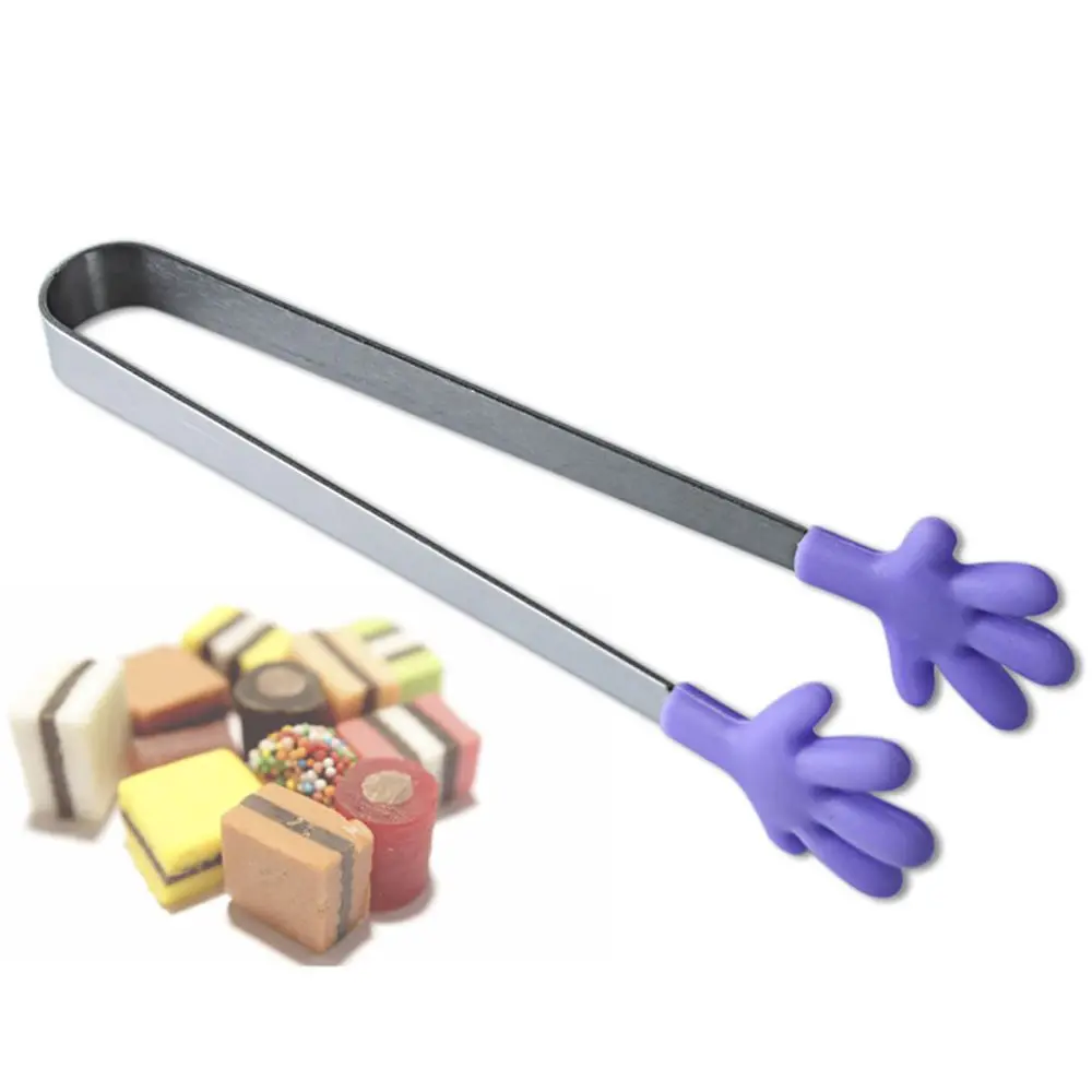 

Non-slip Food Tong Stainless Steel Food Clip Hand Shape Handle Removable Vegetable Sweet Cake Tongs BBQ Clips Cooking Tools
