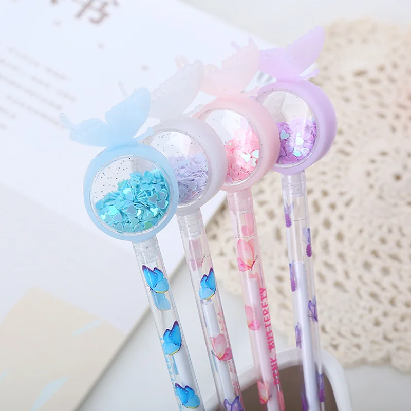 

10pcs/Set Butterfly Sequins Gel Pen Signature Pen Cute Cartoon Kawaii Japanese Stationery for Writing Thing Kids Student Prize