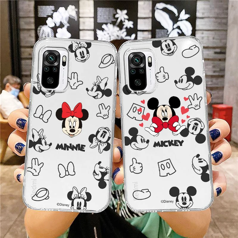 

Disney Mouse Mickey&Minnie For Xiaomi Redmi Note 12 10 11 9 Pro Plus Speed 11S 11T 10S 9T 9S 8 5G Transparent Phone Case Cover