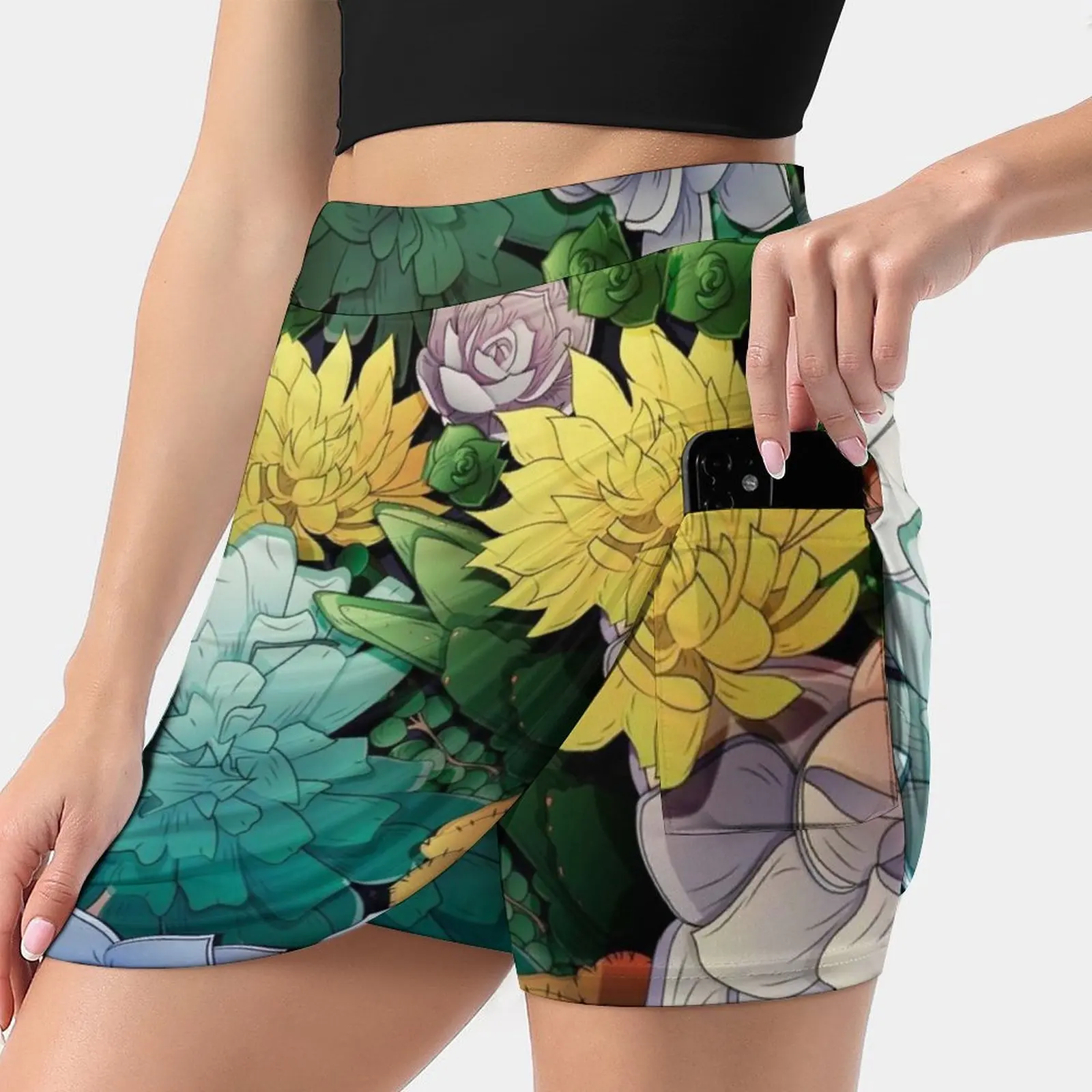 

Succulent World Skirts Woman Fashion 2022 Pant Skirt Mini Skirts Office Short Skirt Succulent Plants Nature Cactus Colors
