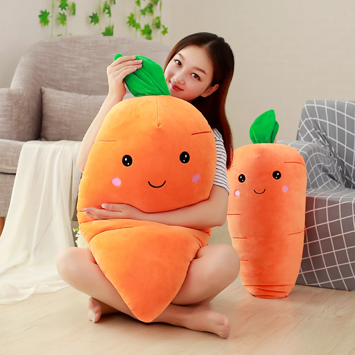 

55/75/95cm Cartoon Smile Carrot Plush Toy Cute Simulation Vegetable Carrot Pillow Dolls Stuffed Soft Toys for Children Gift