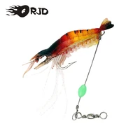 orjd 6pcs luminous shrimp 9cm soft artificial bait silicon shrimp with hooks swivels fishing lure sabiki rig fishing tackle