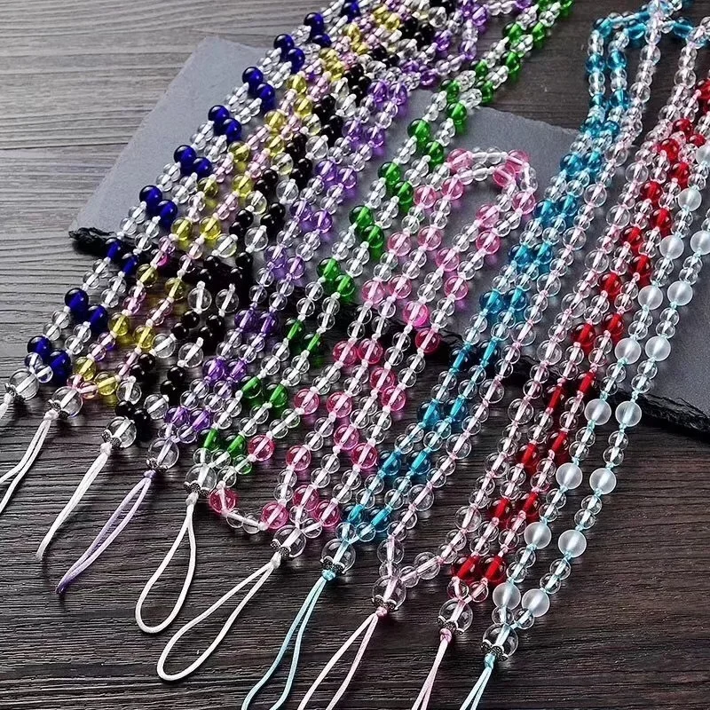 

New Mobile phone lanyard hanging neck hanging chain Pendant Crystal beads hand made Anti-lost rope foriPhone strap Removable