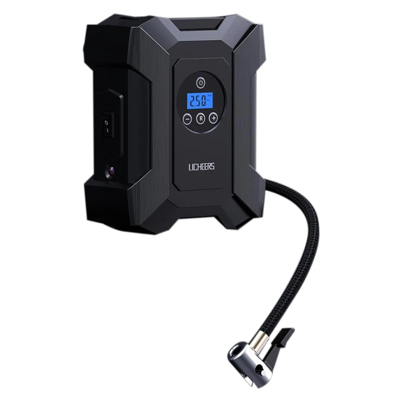 Licheers Portable Car Air Pump With LED Lamp Digital Tire Inflator For Bicycle Ball Mattress