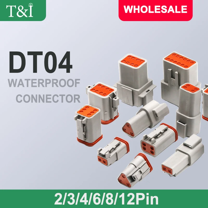 

1 Sets DT 2P/3P/4P/6P/8P 22-16AWG Waterproof Electrical Wire Deutsch Type Connector Plug Kit DT06-2S DT04-2P For Car DT04-3P