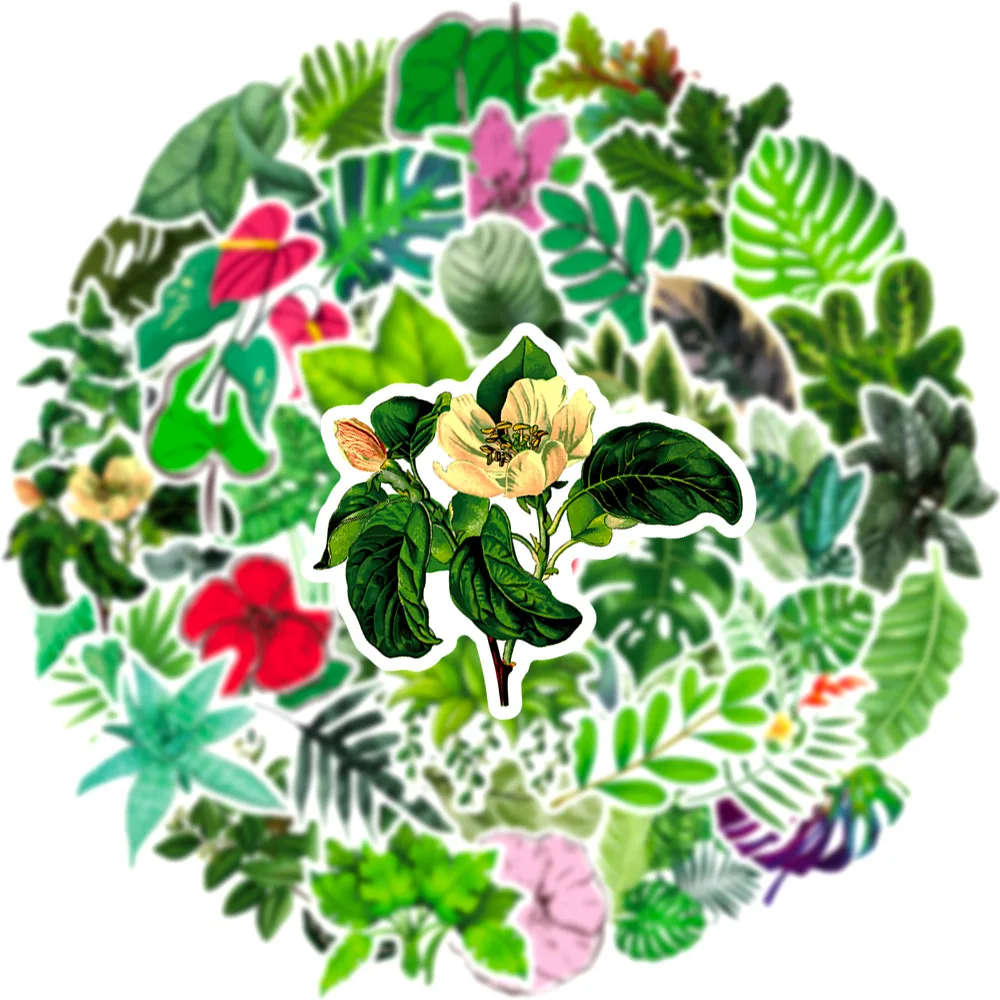 

10/50PCS Mini Plant Adhesive Stationery Sticker Green Leaf Case Suitcase DIY Toys Laptop Guitar Skateboard Decals Sticker