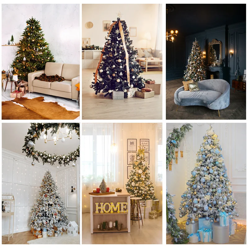 

Christmas Theme Photography Background Christmas Tree Fireplace Children Portrait Backdrops For Photo Studio Props 21524 JPW-36